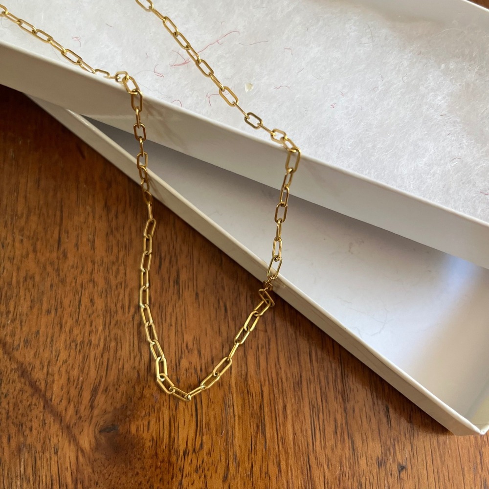 James Michelle Gold Link Chain Paperclip Necklace 19"